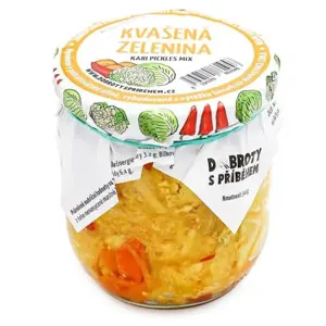 Kvašená zelenina PICKLES -  KVĚTÁK, ZELÍ, MRKEV, PAPRIKA, ŘEDKEV na Kari 340g | DOBROTYSPRIBEHEM.CZ