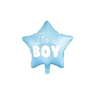 PartyDeco foliový balónek modrý Hvězda It's a Boy 48 cm